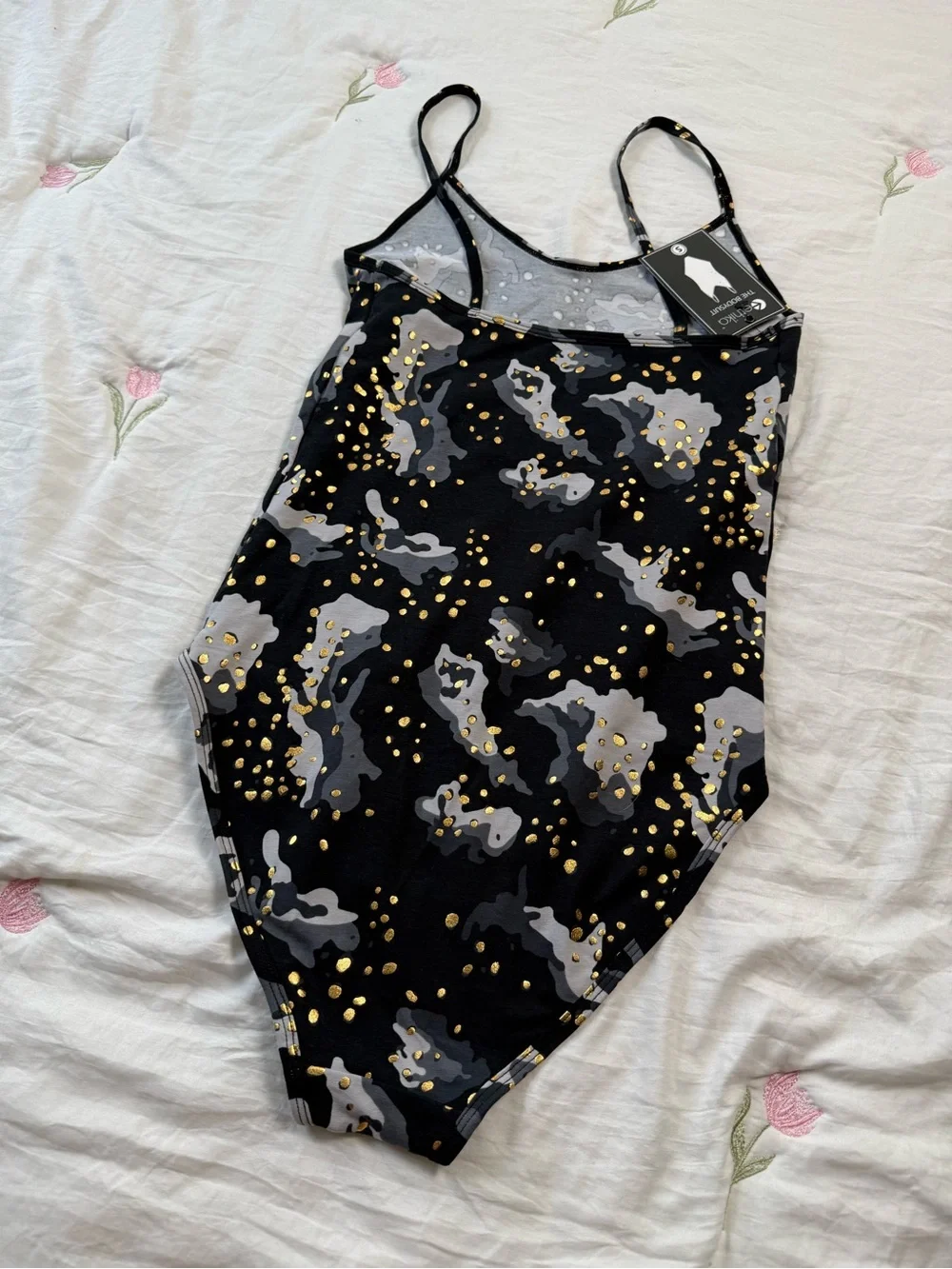 ethika Bodysuit Grey Metallic Camouflage Print Bodysuit Tank Top